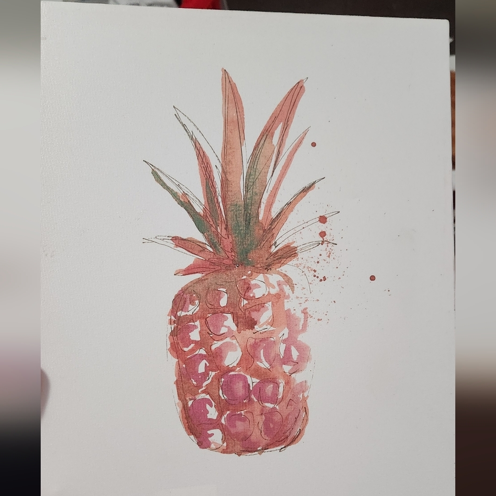Abstract Pineapple Canvas - Pink and Green